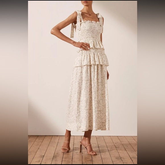 House of Harlow 1960 Dresses & Skirts - House Of Harlow 1960 Smocked Ruffle Tiered Floral Linen Maxi Dress Size Large